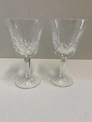 Set Of 2 Waterford Lismore Pattern Crystal Wine Goblets 5 3/4 " Tall