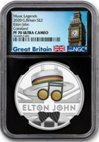 2020 Uk Music Legends Elton John 1oz Silver Proof Pf70 Uc Big Ben Label
