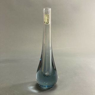 Vintage Retro Art Glass Whitefriars Crystal Blue Teardrop Vase Made In England