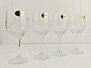 Set Of 4 Block 24 Full Lead Cut Crystal Wine Goblets Glasses Poland