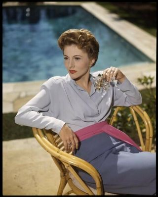 Joan Fontaine Vivid Color Striking Pose By Pool 5x4 Transparency 1940 