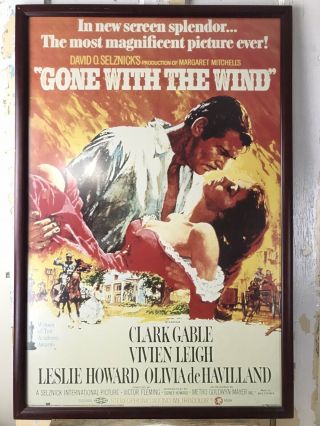 Vintage 1967 Gone With The Wind Movie Poster Litho Framed