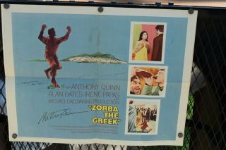 Zorba The Greek Half Sheet Movie Poster W/ Anthony Quinn Autograph 1965