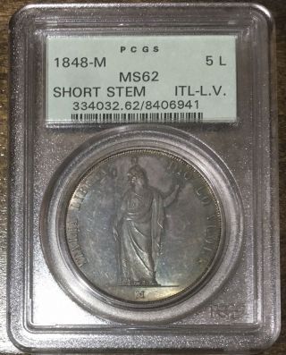 1848 - M Italian States/lombardy - Venetia 5 Lire Ms62 Pcgs