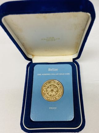 1976 $100 Belize Hundred Dollars Gold Proof Coin Franklin Km 52