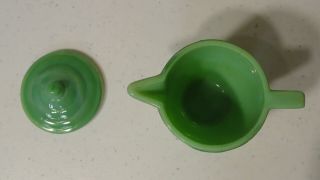 Vintage AKRO AGATE Small CONCENTRIC RING Childrens Toy Doll DISHES Green Teapot 3
