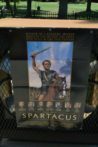 Spartacus Movie Poster W Kirk Douglas Autograph - Academy Awards - R - 1991