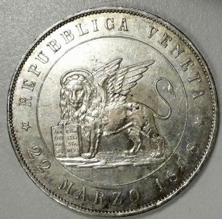 1848 V Venice Italy Silver Italian Coin Xf/au 540