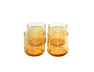 SET OF 4 VINTAGE LIBBEY MID CENTURY AMBER GOLD TUMBLER 8OZ DRINKING GLASSES 2