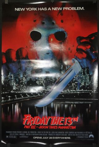 Friday The 13th Part Viii Jason Takes Manhattan 1989 Orig 27x40 Movie Poster