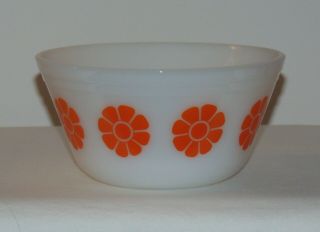 Vintage Federal Glass Orange Funky Daisy Flower 7 " Mixing Bowl Made In Usa 1950s