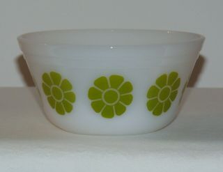 Vintage Federal Glass Green Funky Daisy Flower 6 " Mixing Bowl Made In Usa 1950 
