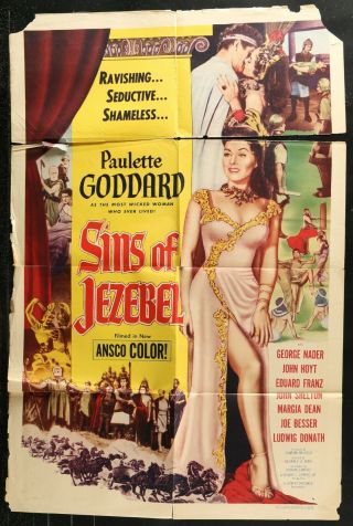 Paulette Goddard Sins Of Jezebel 1952 1 Sheet Movie Poster 27 X 41 A