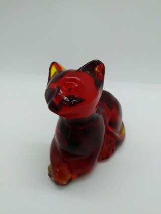 Fenton Glass Cat Ruby Red Amberina Giftshop Paws Crossed