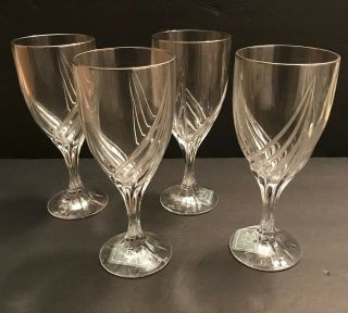 Set Of 4 Lenox Debut Platinum Trim Swirl Design Iced Tea Beverage Glasses