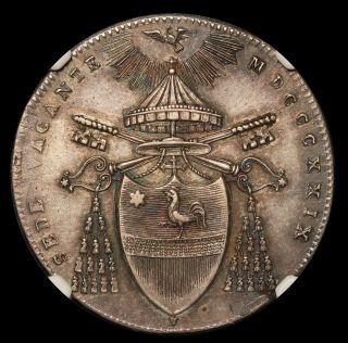 1829 - R Italy Papal States Sede Vacante 1/2 Scudo Silver Coin - Ngc Au - Km 1302