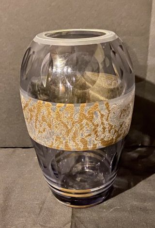 Vintage Vecchia Murano Glass Gold Flake Large Vase