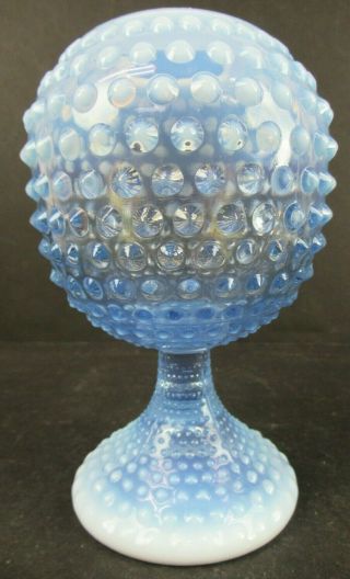 Vintage Fenton Ivy Ball Blue Hobnail Opalescent Vase