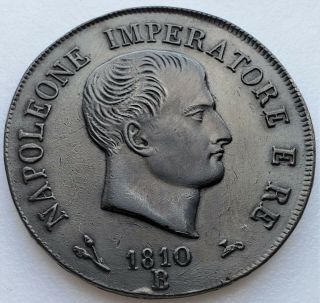5 Lire 1810 B Bologna Napoleon I Kingdom Of Napoleon Ultra Rare Value 1200$