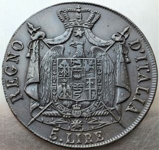 5 Lire 1810 B Bologna Napoleon I KINGDOM OF NAPOLEON Ultra Rare Value 1200$ 2