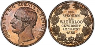 German States.  Hannover.  Georg V 1865 - B B Ar Thaler.  Pcgs Ms64 Waterloo