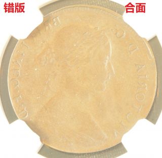 1860 - 1894 Great Britain Error Full Brockage Reverse 1/2 Penny Ngc Vf