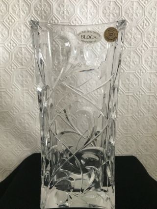 Block Osaka 11” Vase,  24 Full Lead Crystal,  Hand Crafted Czech Republic