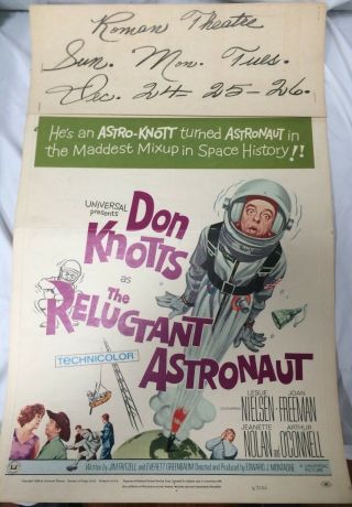 Don Knotts " One - Of - A - Kind " Orig 1967 " The Reluctant Astronaut " 14x22 Window Card
