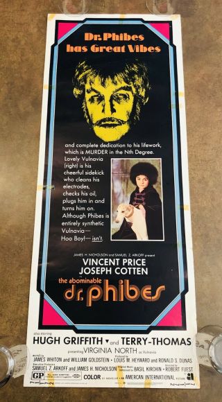 The Abominable Dr.  Phibes Movie Poster 14x36 Insert 1971 Vincent Price