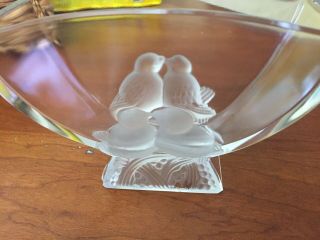 Vintage 1950’s French Art Deco Glass “love Birds” Vase Signed " Verlys "