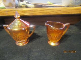 Vintage Pink Depression Glass Creamer And Sugar Bowl With Lid
