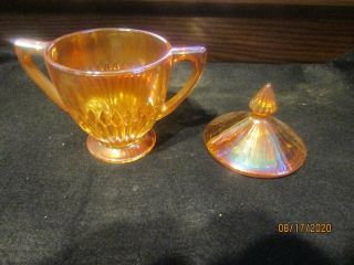 Vintage Pink Depression Glass Creamer And Sugar Bowl with Lid 3