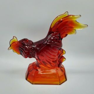Vintage L.  E.  Smith Amberina Glass Rooster Chicken Bookend Figurine