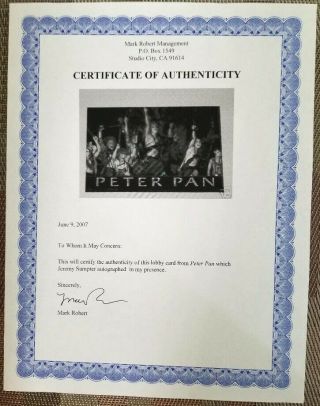 Peter Pan (2003) Movie Lobby Card Autographed by Jeremy Sumpter w/ 2
