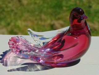 Vtg Murano Hand Blown Art Glass Dove Bird Vetreria Artistica Oball Paperweight