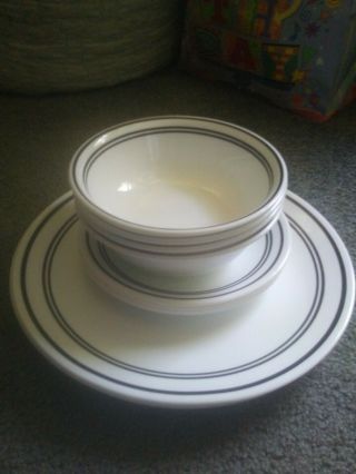 12 Piece Corelle Classic Cafe Black Dinner Plates Salad Plates Bowls Set