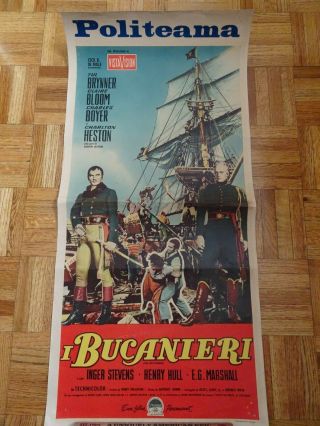 Yul Brynner,  Charlton Heston The Buccaneer 1958 Paramount Italian Locandina