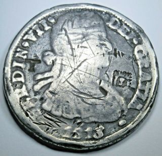 1813 Spanish Mexico Chihuahua Countermark Silver Cast 8 Reales Antique Coin