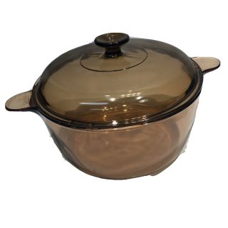 Corning Ware 5 Quart Visions Amber Dutch Oven 4.  5 L Made In The Usa With Lid