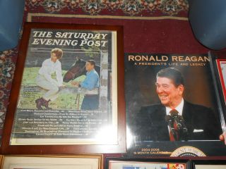 16 Different Ronald Reagan Items Framed Mags DVDs Badge Magnet Glass Cap Bear NR 2