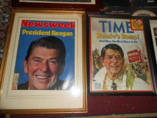 16 Different Ronald Reagan Items Framed Mags DVDs Badge Magnet Glass Cap Bear NR 3