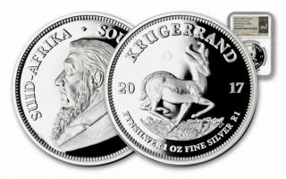 2017 South Africa Proof 1 Oz Silver Krugerrand Ngc Pf69uc Exclusive Label - 50th