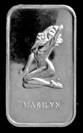 1973 Vintage 1 Oz.  999 Fine Marilyn Monroe Silver Bar Colonial A,