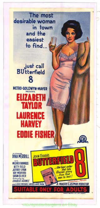 Butterfield 8 Movie Poster Elizabeth Taylor Orig.  Linenbacked Australian Daybill