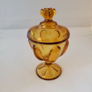 Vintage Viking Glass Amber Epic Mid Century Art Glass 5 1/2 " Jar Mcm