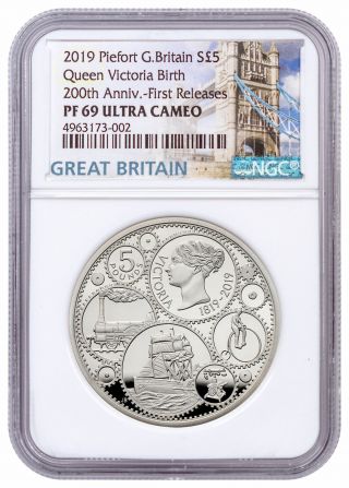 2019 Britain 200th Queen Victoria 1.  82oz Silver Piedfort Ngc Pf69 Uc Fr Sku58101
