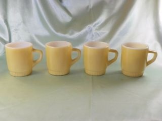 Set Of 4 Vintage Yellow Anchor Hocking Fire King Coffee Mugs,  Made In U.  S.  A.
