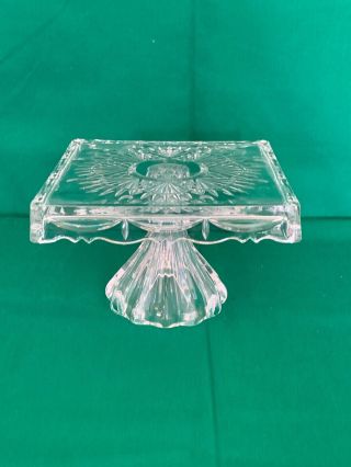 Shannon Crystal Designs Of Ireland 7 3/4 " Square Pedestal Cake Plate Stand 5