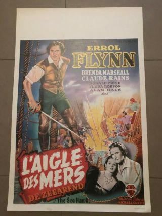 Belgian Movie Poster 14x22: The Sea Hawk (1940) Errol Flynn,  Brenda Marshall