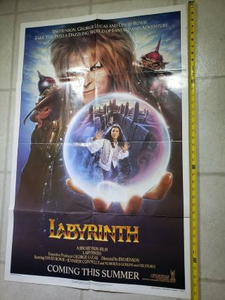 Labyrinth 1986 27x41 Nm Adv Movie Poster David Bowie Jennifer Connelly